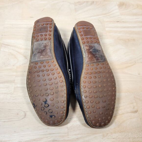 Allen Edmonds Men's Sz 8.5 Interstate 90 Navy Blue Leather Slip On Loafer Shoes - Picture 9 of 11